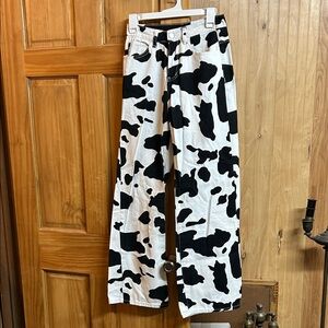 Black and White Cow Print Pants